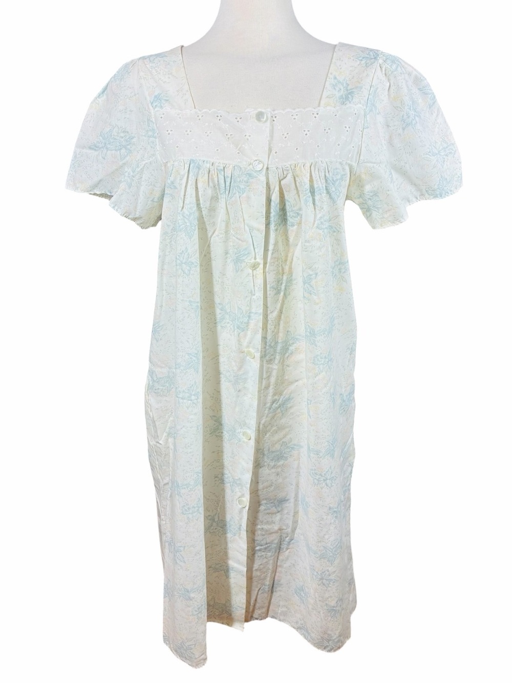 VINTAGE Petticoat Junction Nightgown Square Neck Short Sleeves Lace Size Large